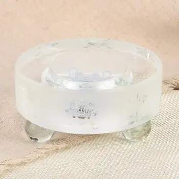

Glass Candle Holder Candlestick Beautiful Pattern Mini Crystal LED Light Base Buddha Display Stand Holder Home Decor Christmas