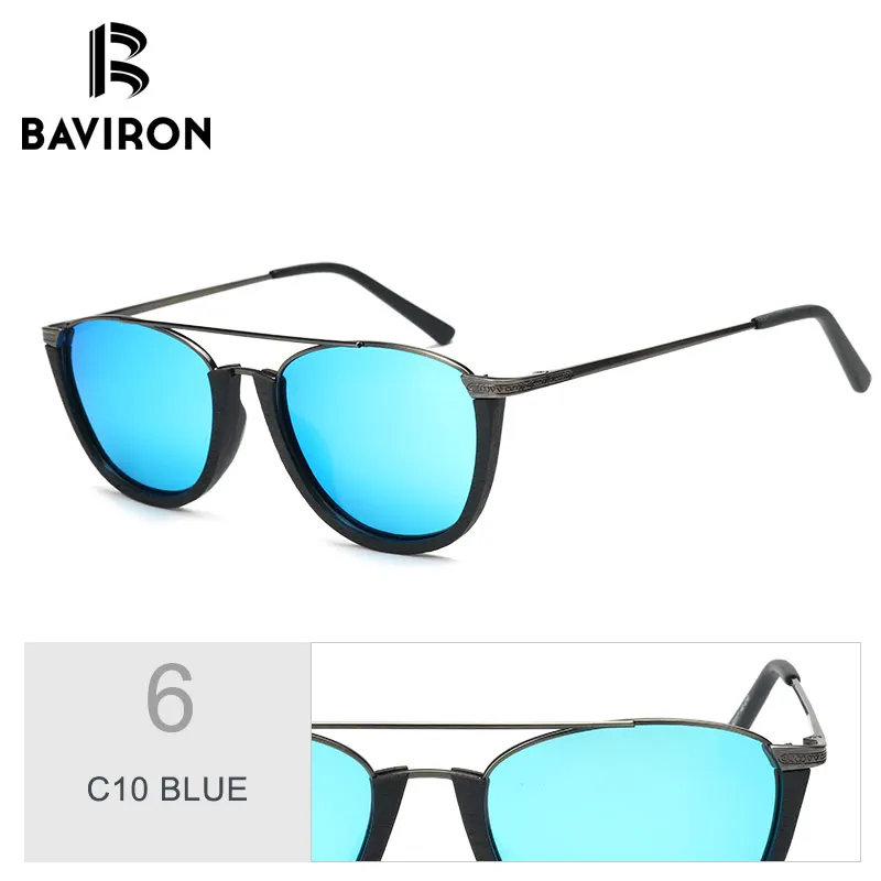 C10 BLUE BAVIRON похожие деревянные Солнцезащитные очки женские авиаторы поляризационные Винтажные Солнцезащитные очки мужские ручной работы ретро Пилот солнцезащитные очки унисекс Oculos - Цвет линз: C10 BLUE
