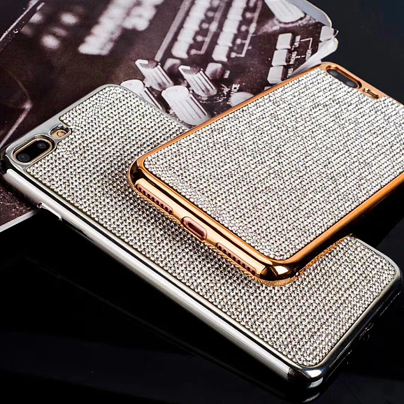 Luxury Bling Glitter metal diamond case for iPhone X 7 8 6 Plus 5.5 inch rhinestone (5)