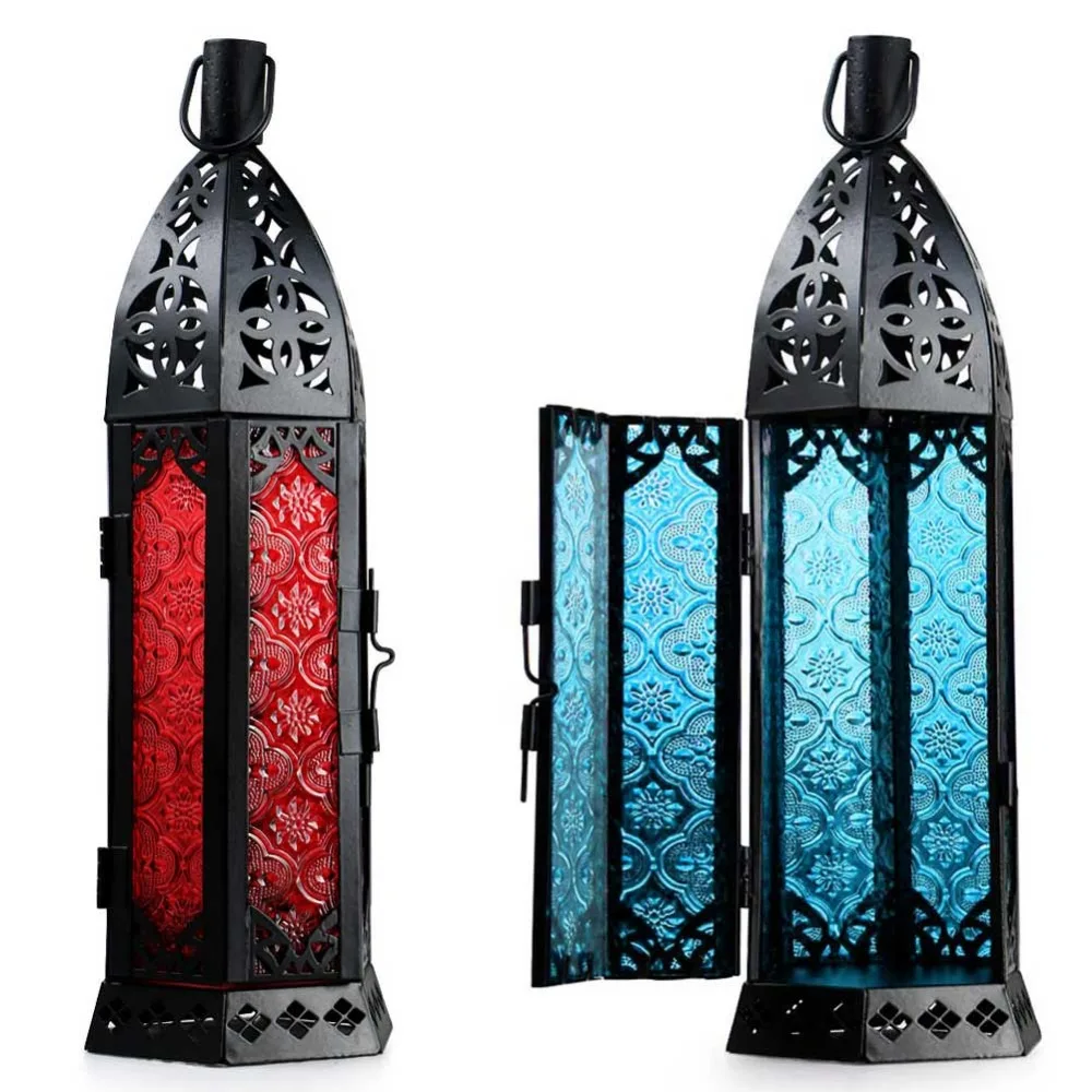 Винтажный стеклянный Железный марокканский восторг подсвечник для сада Настольный светодиодный подвесной фонарь отлично подходит для домашней свадебной вечеринки