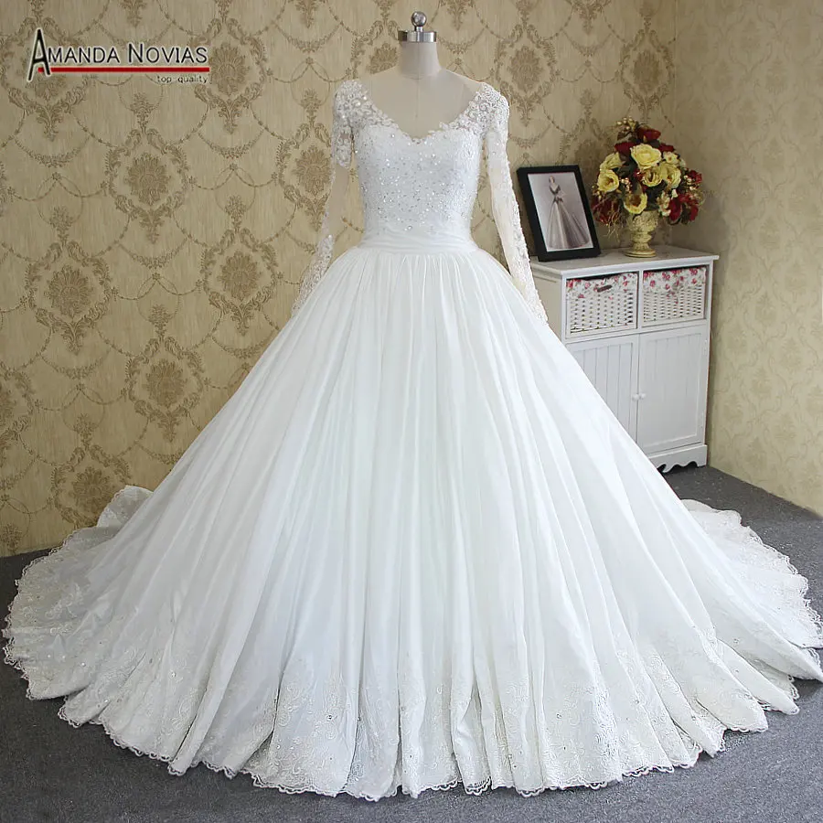 2017 Hot Sale Long Sleeve Ball Gown Amanda Novias Real