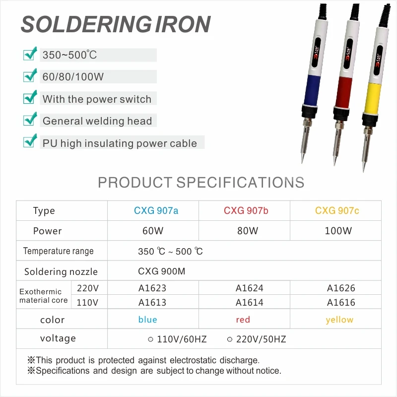 CXG-907c Welding Equipment Electric Soldering iron 110V/220V Adjustable Temperature EU plug Repair tools Solder Soldering iron
