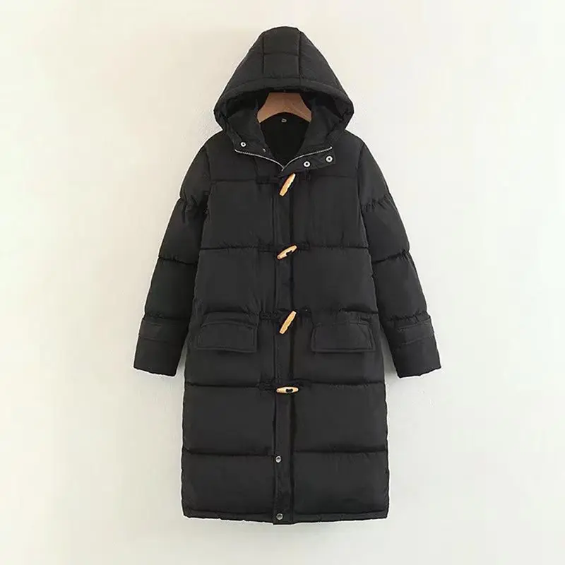 

2019 Casual Vintage Elegant White Simple Plus Size Women Long Cotton Coats Straight Winter Hooded Plain Pink Sweet Retro Outwear
