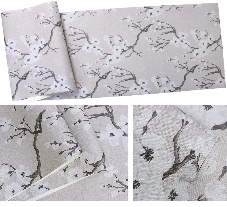 Chinese Plum Blossom Wallpaper Waterproof Wall Background for Living Room Bar Hotel PVC Paper Roll Wallcoverings 10MX53CM | Обустройство
