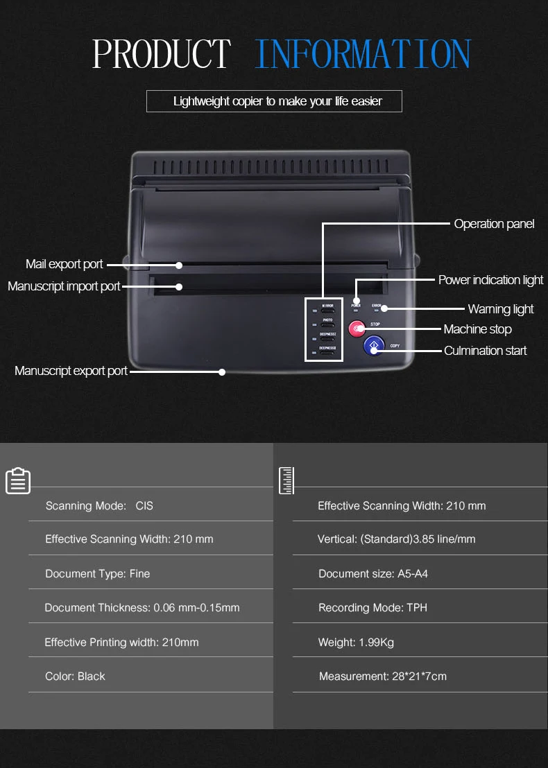 Tattoo Transfer Machine Device Copier Printer Drawing Thermal Stencil Maker Tools For Tattoo Photos Transfer Paper Copy Printing