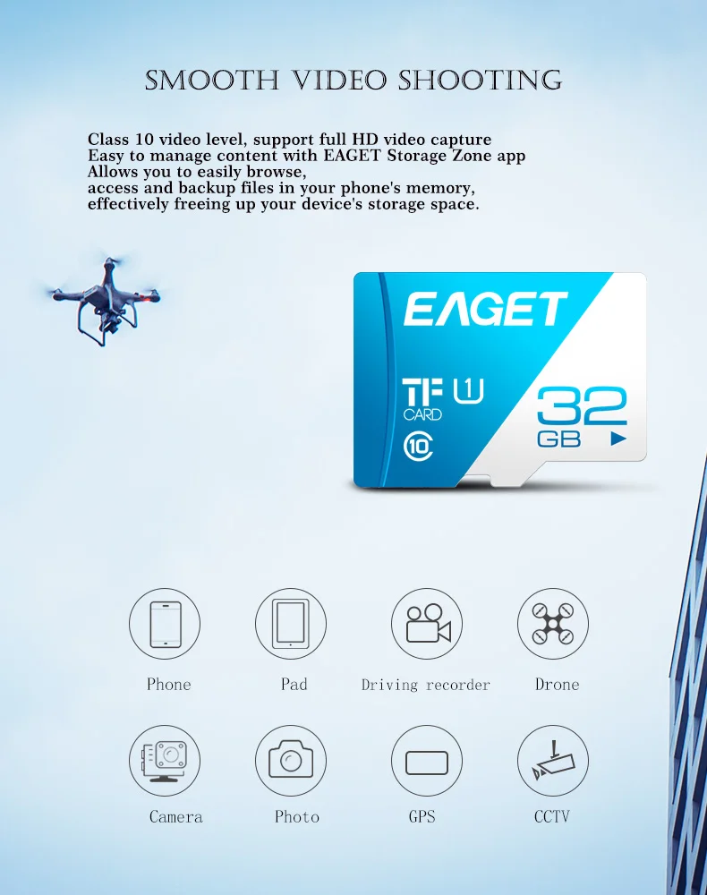 EAGET T1 Micro SD карта класс 10 128 Гб карта памяти 32 Гб 16 Гб Micro SDXC TF карта 64 Гб высокоскоростная UHS-I флэш-карта для телефонов и планшетов