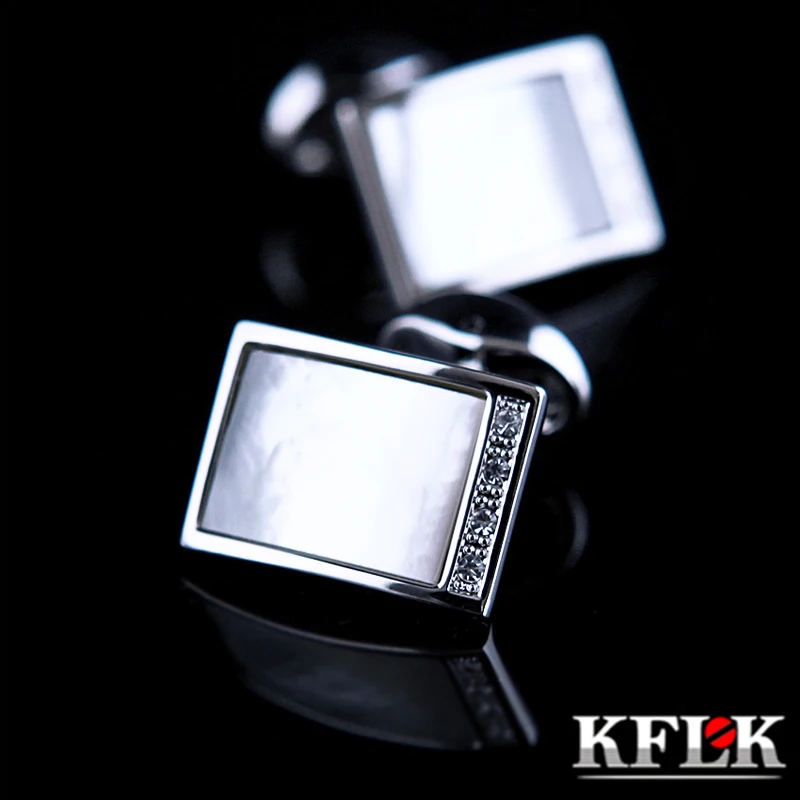 

KFLK Jewelry shirt Fashion cufflinks for mens Brand shell cuff links bouton High Quality Luxury Wedding Groom Male guests