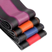 Оплетка на руль Кожаные чехлы рулевого колеса автомобиля с иглами и резьбой DIY диаметр 38 см авто аксессуары