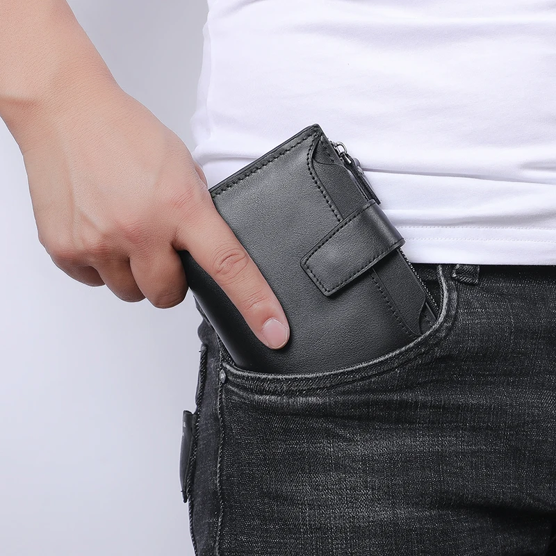 

BAQI Brand Men Wallet Card Holder Genuine Leather Cow Leather High Quality Men Coin Purse 2019 Fashion Man Zipper Wallet Short
