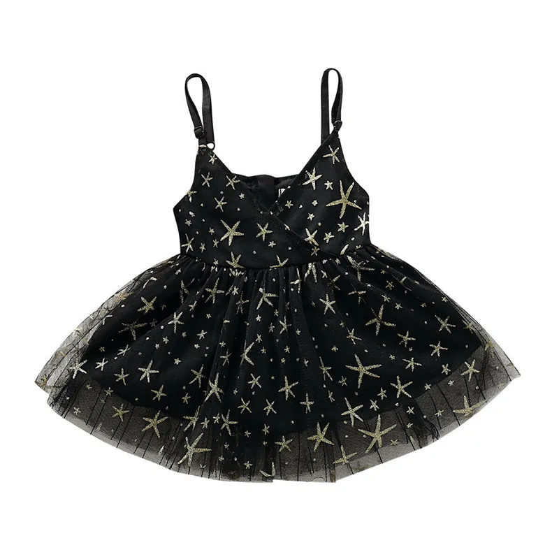 Летнее классное платье без рукавов на лямках для маленьких девочек, одежда со звездами