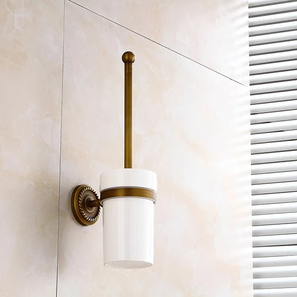Kolerth латунь наборы аксессуаров для ванной комнаты золото полированной крючки мыльницы держатели для туалетной щетки сидушки на унитаз - Цвет: Toilet Brush
