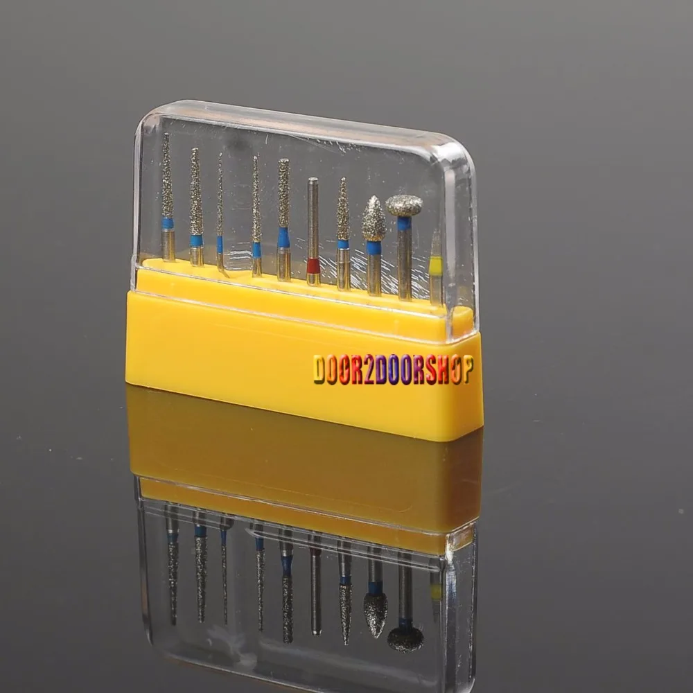 Dental Bur Box With10Pcs Dental Diamond Burs FG 1.6mm for High Speed