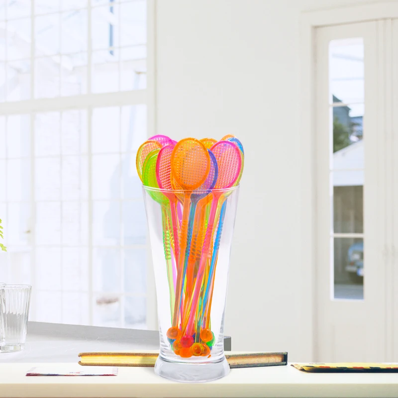 50pcs Tennis Racket Cocktail Swizzle Sticks Drink Stirrers Coffee Birthday Party Suppliers Bar