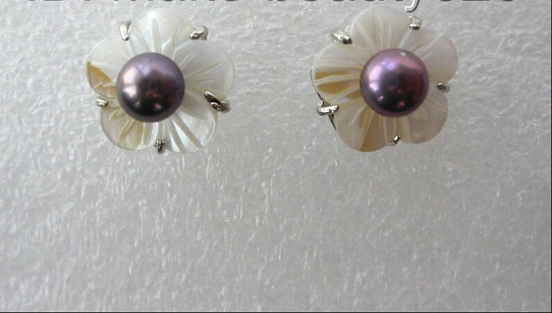 

00 FREE SHIPPING dstunning big 15mm white flower freshwater cultured pearl earrings s796