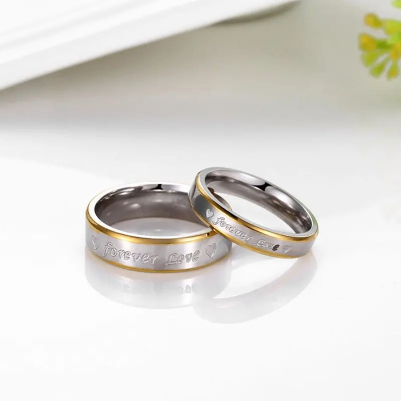 Парные кольца с надписью «Forever Love», обручальное кольцо на День святого Валентина, титановые кольца из нержавеющей стали