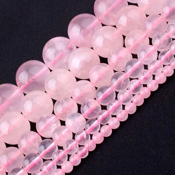 Rose Quartz Beaads, Natural Gemstone Beads, Smooth Round Loose Stone Beads 2