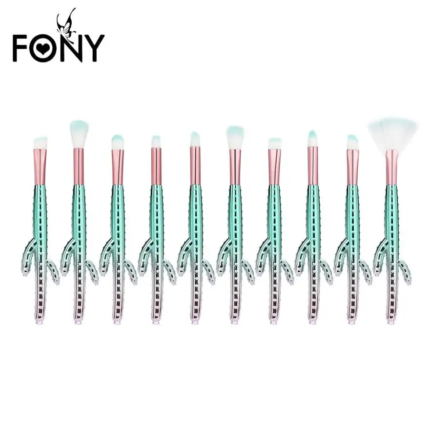 

Pro 11PCS Makeup Brushes Set Cactus Foundation Make Up Brush Eyebrow Eyeliner Blush Cosmetic Concealer Brushes Brocha De Maqilla