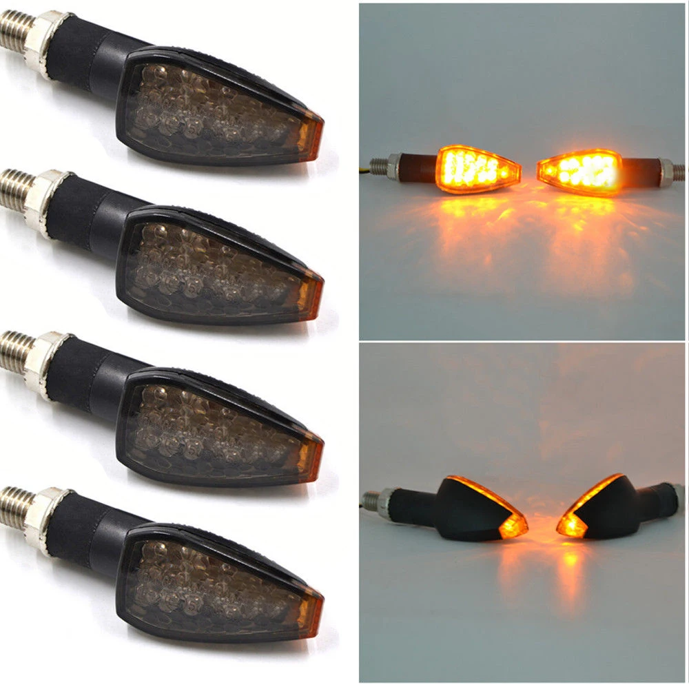 4Pcs Set Amber Led Motorcycle Turn Signal Indicator Light Front Back Universal Motorbike Turn Signal font