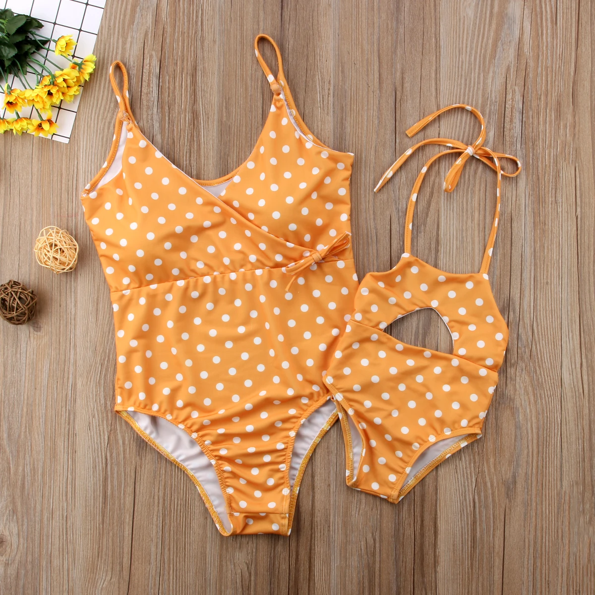 yellow polka dot bikini baby