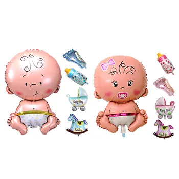

5Pcs/Lot Lovely Foil Balloons Cute Baby Boys Girls Feeding Bottle Foot Stroller Shape Balloons for Holiday Kindergarten