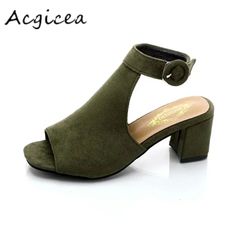 

2019 summer new women's fashion fish mouth sandals women's simple versatile comfortable suede high heel sandals z161