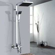 Uythner — Robinet mitigeur de douche effet pluie à montage mural, avec bec pivotant, pomme de douche de 8 pouces, avec douchette, noir, chrome, qualité supérieure