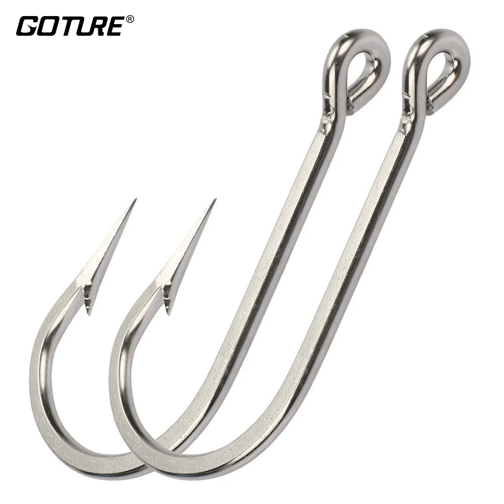Goture 10 pieces Stainless Steel Fishing Hooks Saltwater Fishhooks