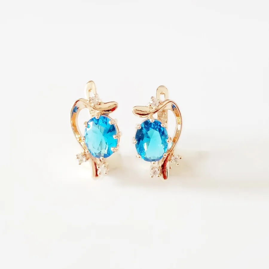 

1pair Luxury Design Rose Gold Color Women Jewelry Women bijouterie Light Blue Zircon Fashion Wedding Drop Earrings for Girls