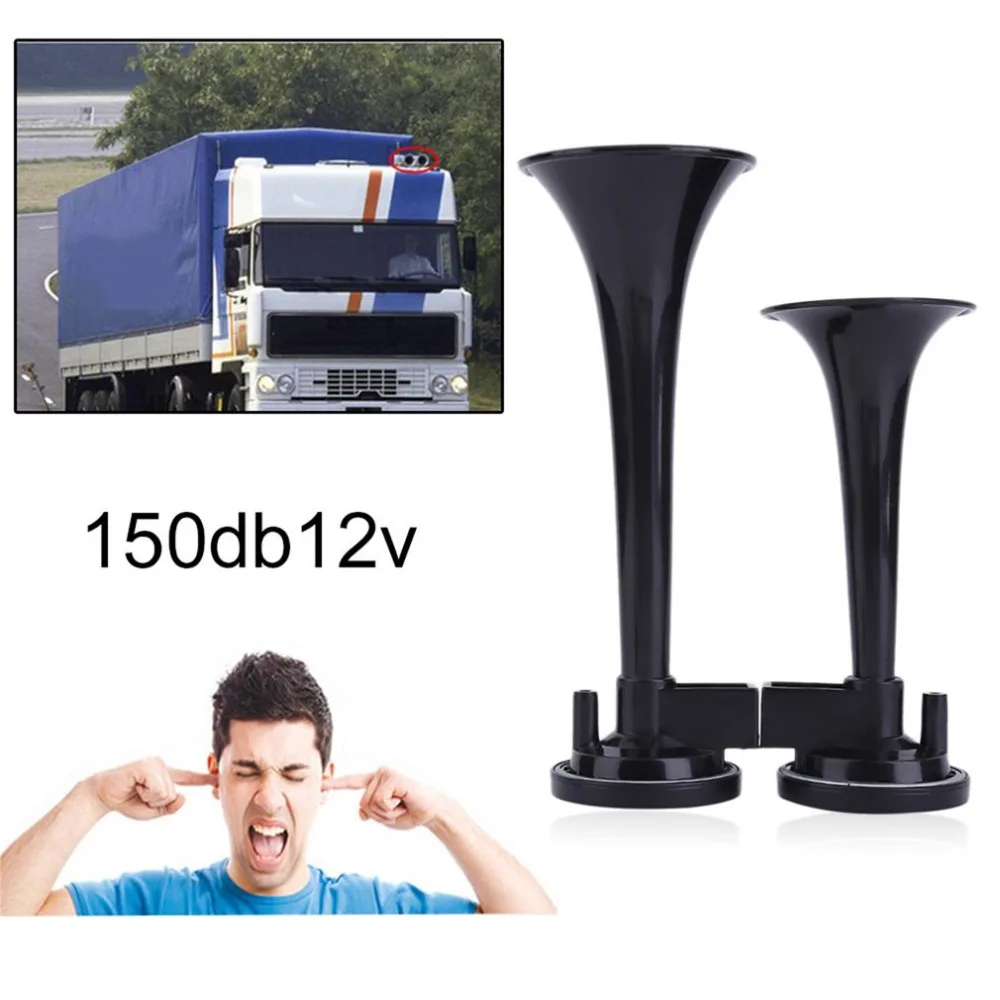 

New Modified 12V Truck Train Boat RV 150db Super Loud Dual Trumpet Air Motorcycle Car Truck RV Train Boat Horn With Relay Hot