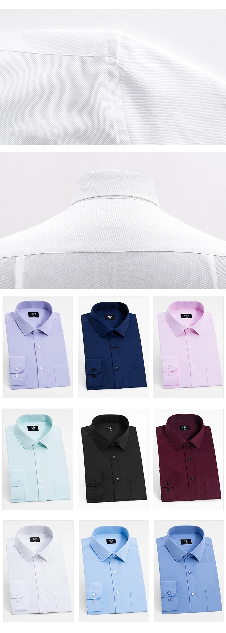 Весна-Осень, Брендовые мужские рубашки, хлопковые мужские рубашки с длинным рукавом, деловые повседневные мужские рубашки, одноцветные, 38-44, европейские размеры