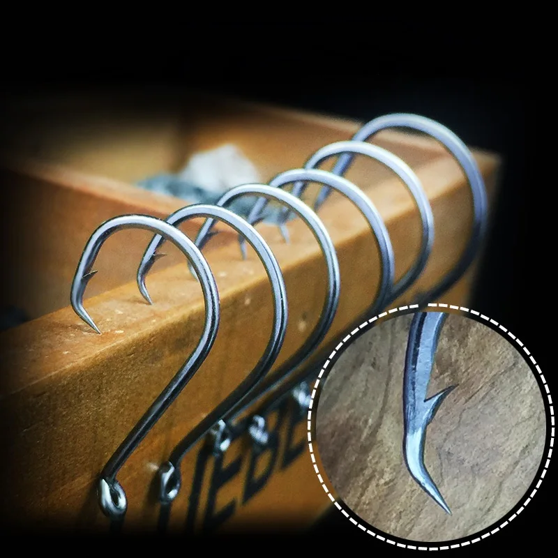 

10pcs/lot fish Hooks Inward Bending Circle Hooks Black nickel eagle single hook Circle Chemically Sharpened Black Nickel Color