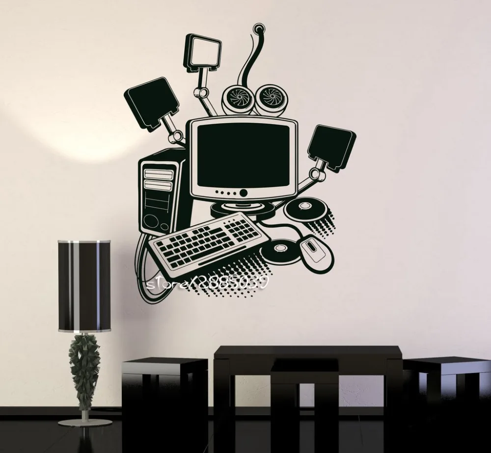 Bilgisayar sanat oyun vinil duvar çıkartmaları oyun odası PC çocuklar Bilgisayar sanat oyun vinil duvar çıkartmaları oyun odası PC çocuklar
