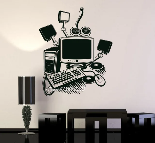 Computer Art Gamer Vinyl Wall Stickers Play Room PC Kids