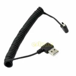 OOTDTY USB 2,0 Левый угол 90 градусов от мужчины до левого угла Mini B 5 p Мужской пружинный кабель