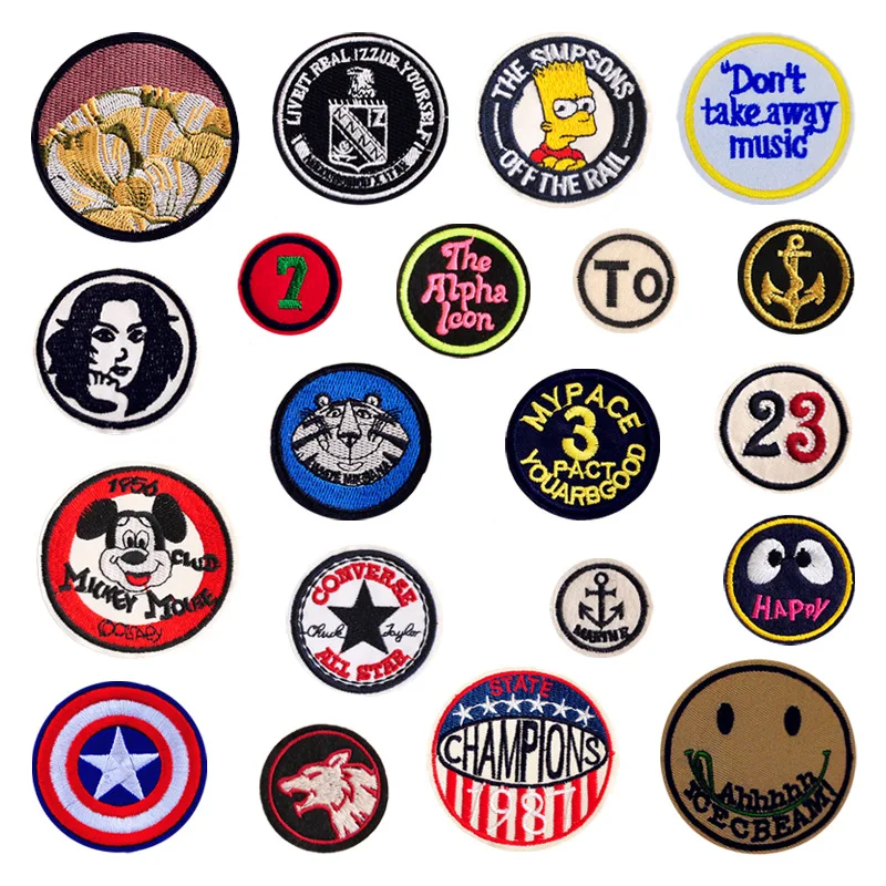 

1 PCS Round UFO parches Embroidered Iron on Patches for Clothing DIY Motif Stripes Clothes Stickers Astronaut Badges @Q