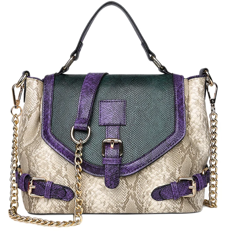 

Fashion Multicolor Women Handbags Serpentine Large Tote Pu Leather Tote Bags Single Shoulder Bags For Female