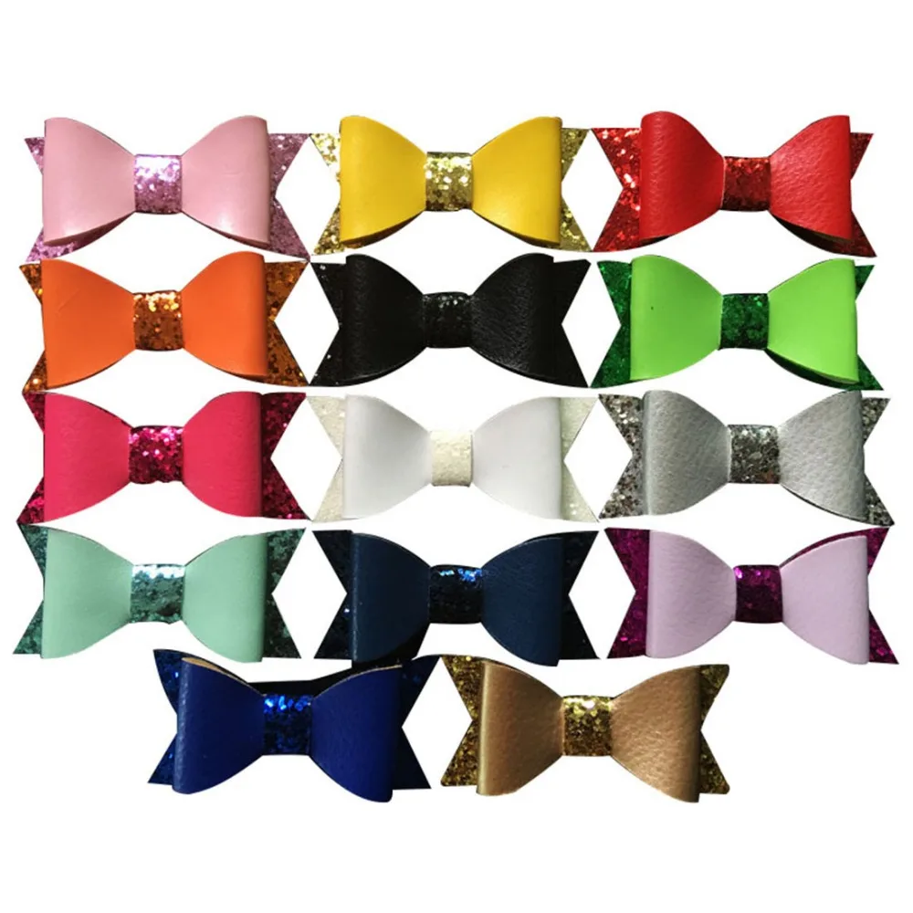 Buy Cute 2.8 inch Faux Leather Hair Bows With Clips