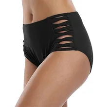 Женский купальник бикини с вырезами на нижней части, женский купальник, плавки, пляжная одежда, женский черный купальник бикини с высокой талией