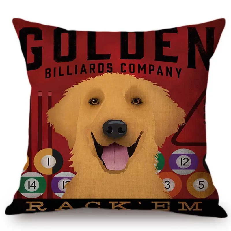 Винтажный домашний декоративный чехол для дивана с изображением собаки на постере, чехол для подушки с золотым ретривером из лабрадора и Лабрадора