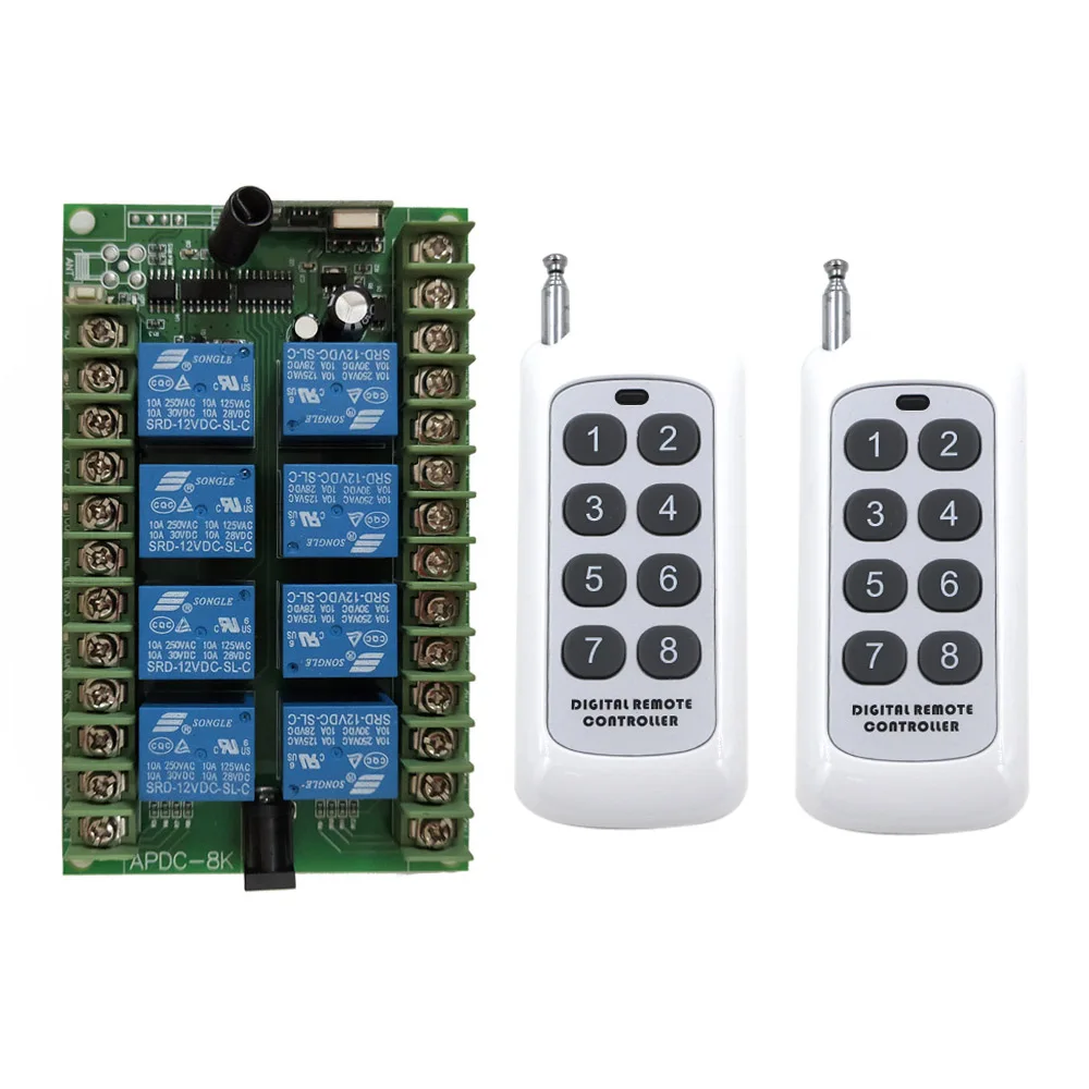 

500m 8CH 8 CH Wireless Remote Control LED Light Switch DC 12V 24V Relay Output Radio RF Transmitter And 315/433 MHz Receiver