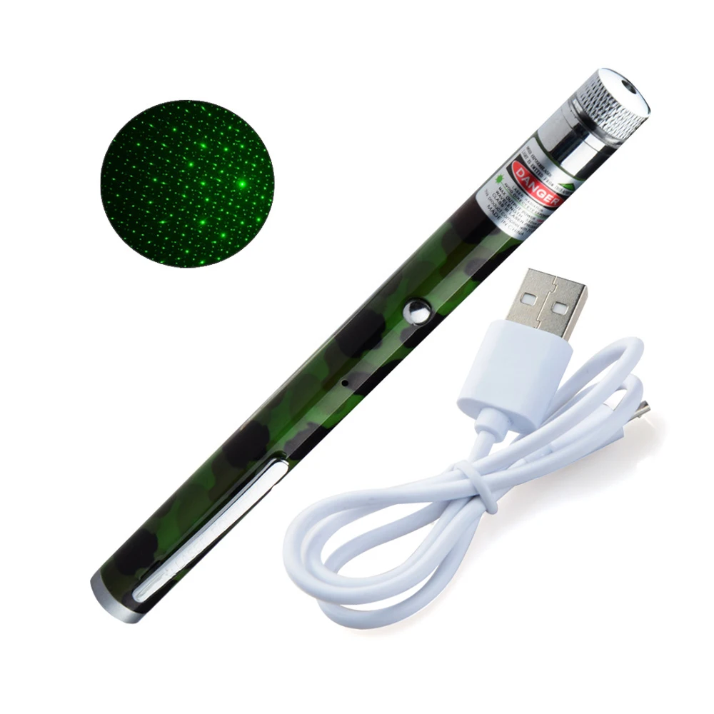 1 Piece Rechargable Green Color 532NM 5MW Beam Ray Laser Pens USB