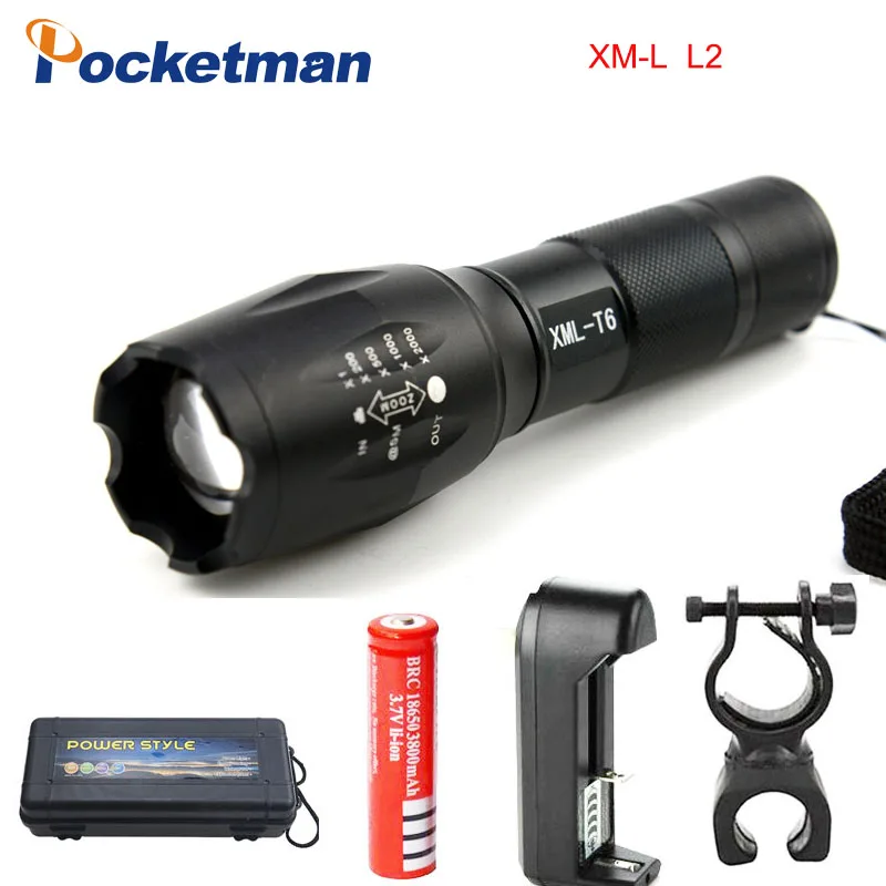 Flashlight E17 XM-L2 8000LM Tactical Led Torch Zoom LED Flashlight Torch light For 3xAAA or 1x 18650 battery Rechargeable light