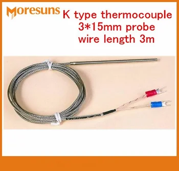 

Fast Free Ship 5pcs/lot K Type Thermocouple 3*15mm Probe,Wire length 3m Thermocouple Cable