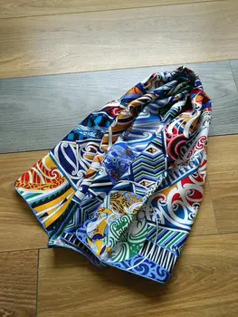 

2019 new arrival spring autumn classic flower 100% pure silk scarf twill hand made roll 90*90 cm shawl wrap for women lady