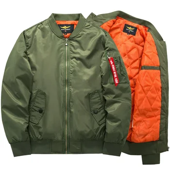 

Plus Size US Air Force Pilot Ma1 Bomber Flight Jacket Thick and thin Army Green Military motorcycle men bomber jacket