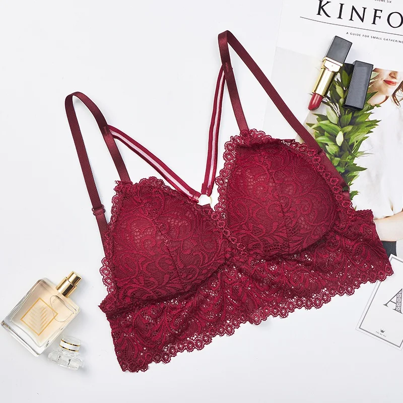 

Fashion Floral Lace Bra Brassiere Women's Underwear Sexy Y-line Straps Padded Bralette