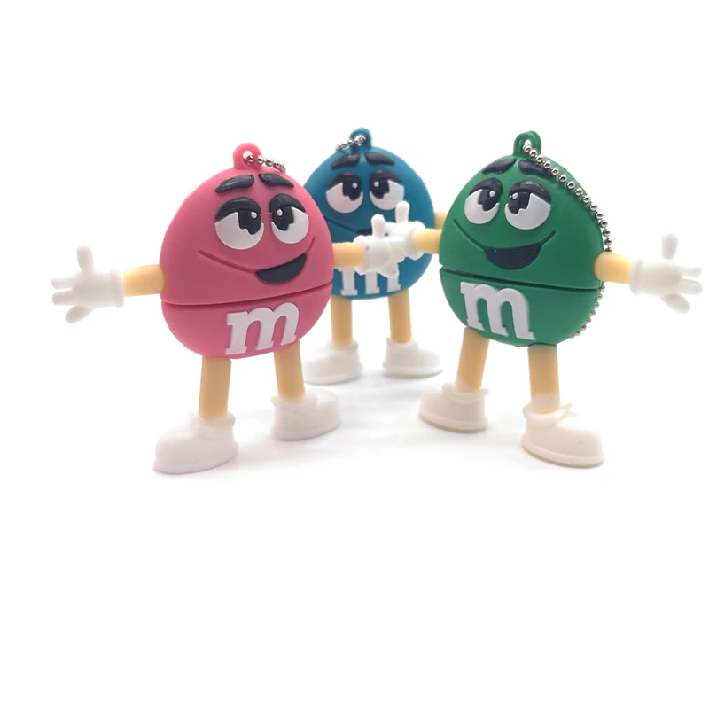 Pendrive cartoon M chocolate beans usb flash drive 4GB 8GB 16GB 32GB 64GB real capacity memory stick personalized gift pen drive