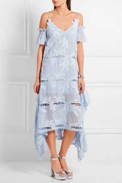 self portrait floral embroidered midi dress