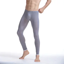 Новое поступление эластичные леггинсы aibc мужские тонкие шелковистый полупрозрачный вискоза u средняя талия кальсоны брюки для отдыха брюки для мужчин