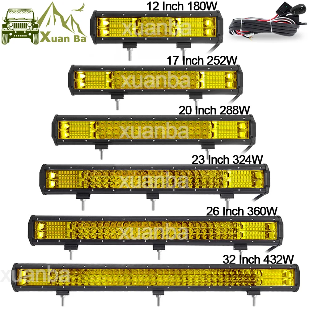 

Triple Row Led Light Bar 12" 20" 23" 288W Work Lights 12V 24V Pickup Wagon Boat Truck Atv Suv Marine 4WD 4x4 Offroad Combo Lamp